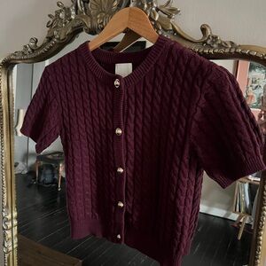 H&M Deep Burgundy Cable Knit Cardigan